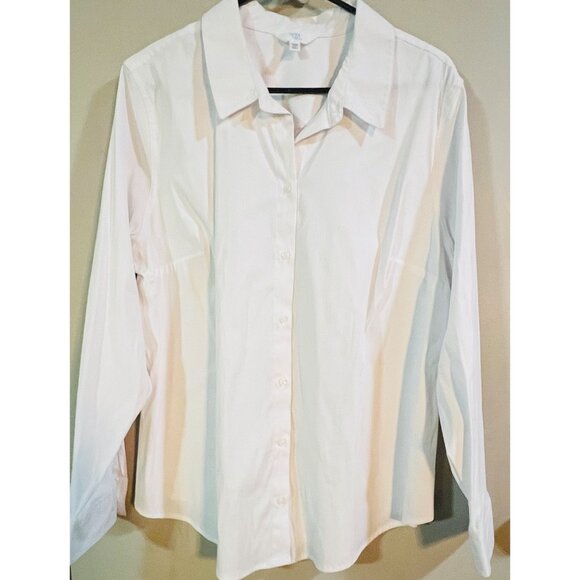 New! Women's White Button-Down Shirt Size XXXL (22) By Time & Tru - Picture 1 of 2